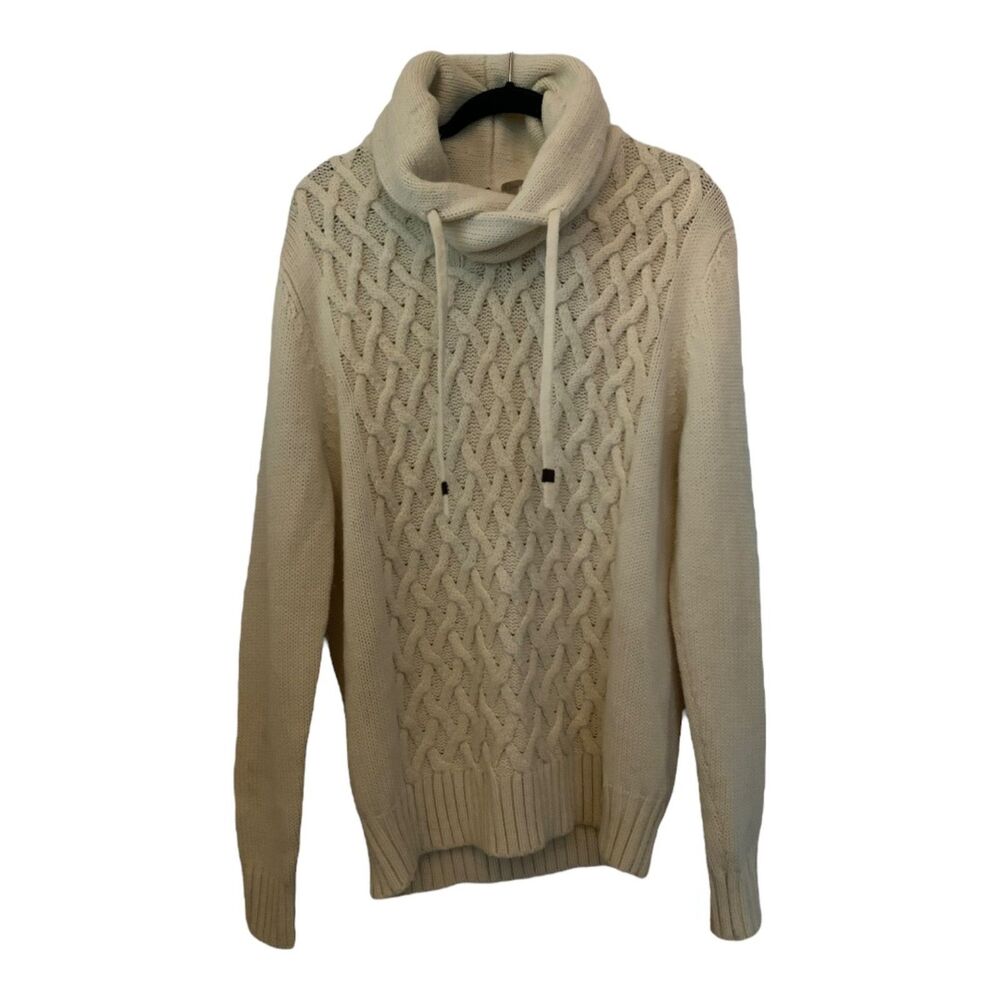 DIVIDED long cable knit turtleneck tunic beige cream sweater LARGE